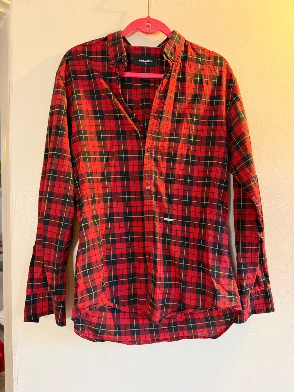 DSQUARED2 Red and Black Plaid Button-Down Shirt